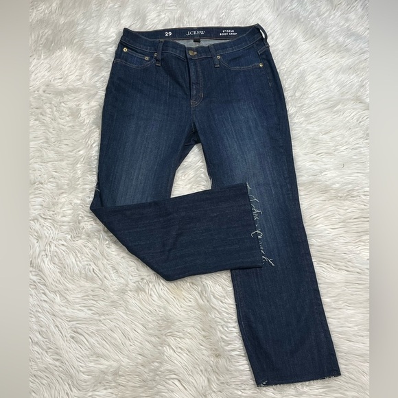 NWOT Boot Crop Raw Hem Mid Rise Denim Jeans Dark Wash - Picture 2 of 11